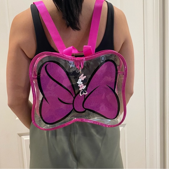 Minnie Mouse clear plastic pink bow mini back pack swim Dance bag Disney Store - Picture 2 of 8